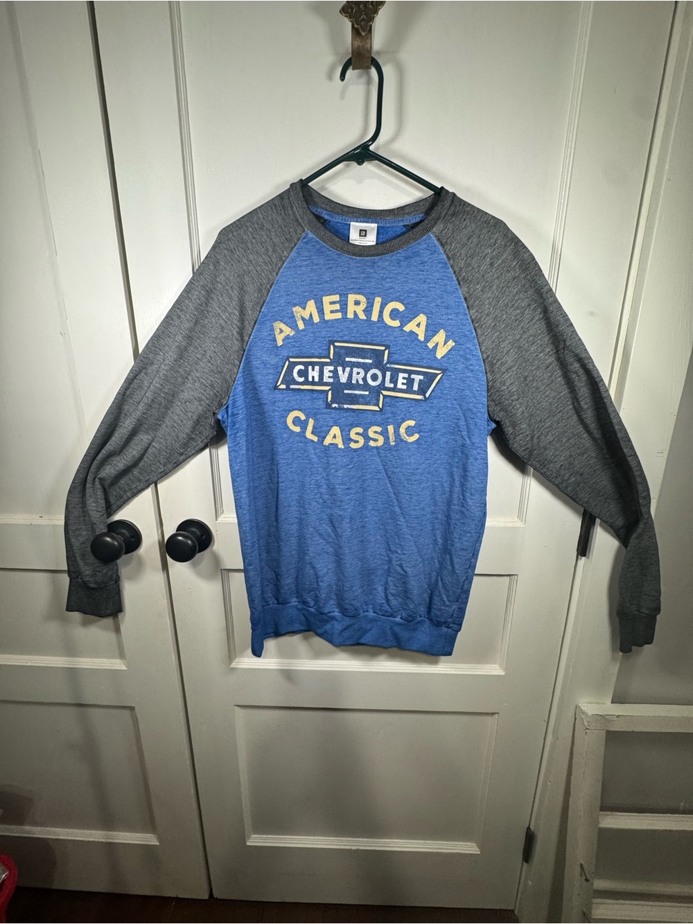 Chevrolet American Classic Blue and Gray Raglan Crewneck Sweatshirt